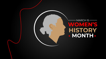 Women's History Month. Celebrated annual in March to mark women’s contribution to history. Female symbol. Women's rights. Girl power in world. banner, cover, poster, flyer, card. Vector illustration