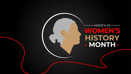 Women's History Month. Celebrated annual in March to mark women’s contribution to history. Female symbol. Women's rights. Girl power in world. banner, cover, poster, flyer, card. Vector illustration