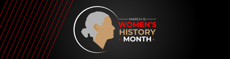 Women's History Month. Celebrated annual in March to mark women’s contribution to history. Female symbol. Women's rights. Girl power in world. banner, cover, poster, flyer, card. Vector illustration
