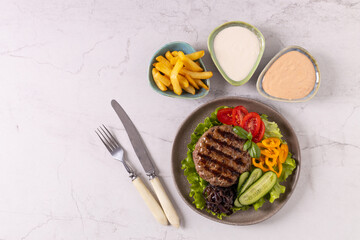 Beef burger without a bun