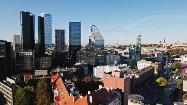 city skyline and Tallinn downtown