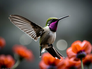 Fototapeta premium A portrait of a hummingbird in flight