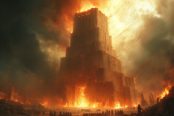 illustration of the Tower of Babel from the Old Testament, Bible - 725414935