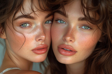Portrait of two beautiful young women - 725415350