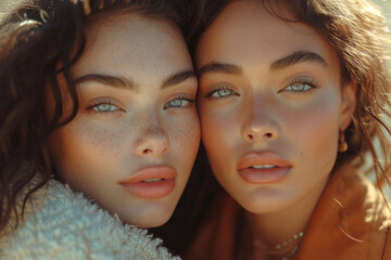 Portrait of two beautiful young women - 725415367