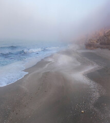 Fog on the Caspian Sea, Kazakhstan