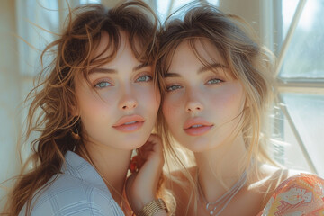 Portrait of two beautiful young women - 725415564