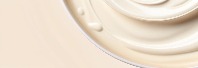 The texture of the white cream. Cosmetic background. Smears of body care cosmetics. Wellness and beauty concept. Top view.