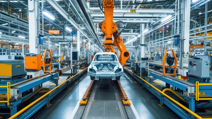 Modern automobile production line, automated production equipment.