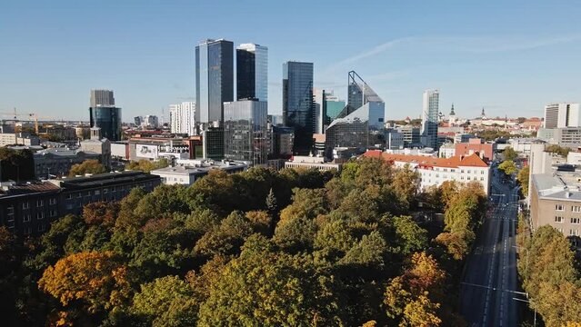 Tallinn downtown skyscrapers in summer