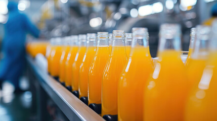 Indian engineer drink factory glass bottles Inspecting production fruit juice drinks that have been produced in large numbers by wearing tight protective clothing order best quality before being sell.