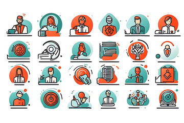 Obraz premium Employee benefit editable stroke outline icons set isolated on white background. Generative AI
