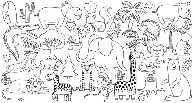 Doodle of cute animal sketch. outline vector illustration.