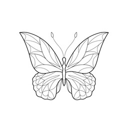 Outline butterfly design for coloring, stained glass and decoration.