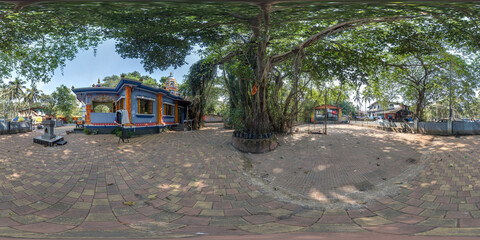 full hdri 360 panorama near hindu temple of ganesh god of wisdom and prosperity with head of...