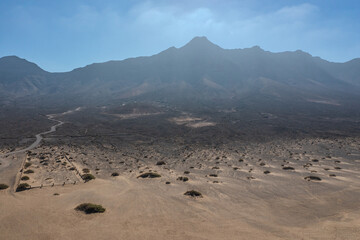 aerial view on cofete village on the island of fuerteventura
