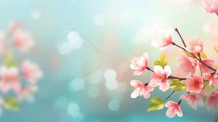 Fototapeta na wymiar Spring flowers background with bokeh effect. Beautiful nature scene.