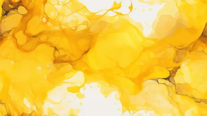 Poster Abstract yellow alcohol ink splash texture background.  © Pha