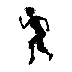 Fototapeta na wymiar People running in a rush silhoeutte, flat design vector illustration.