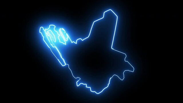 Animated map of Valenzuela in the Philippines with a glowing neon effect