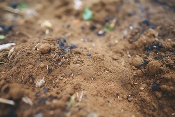 close-up of soil enriched with organic manure