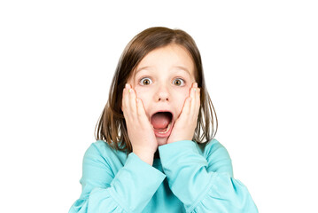 Scared little girl looking at camera.