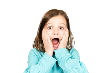 Scared little girl looking at camera.