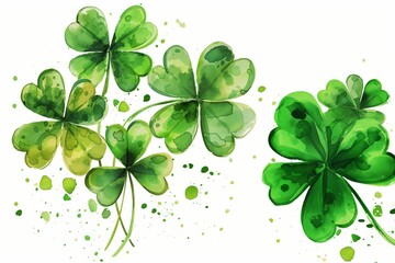Illustration card of fresh and green clover leaves on background. St. Patrick's Day concept - obrazy, fototapety, plakaty