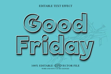 Good Friday, editable vector eps template with 3D text effect