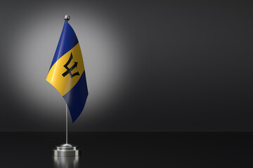 Small National Flag of the Barbados on a Black Background. 3d Rendering - obrazy, fototapety, plakaty