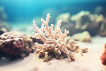 close-up of a coral bleached by ocean warming