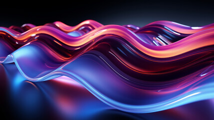 Abstract colorful waves on dark background with vibrant neon colors