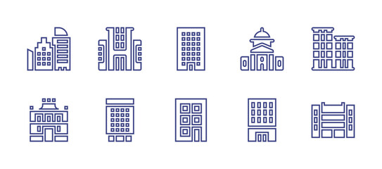 Building line icon set. Editable stroke. Vector illustration. Containing government buildings, building, buildings.