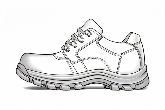 Drawing of white shoe with lace on the top.
