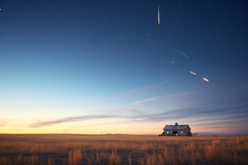 Fototapeta premium an open plain under a meteor-lit sky