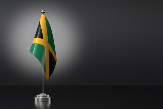 Small National Flag of the Jamaica on a Black Background. 3d Rendering