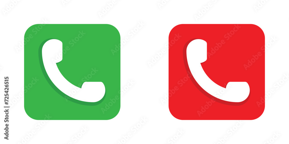 Poster phone call green and red buttons. accept and decline call icon for mobile app and ui. vector illustr