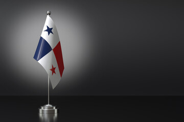 Fototapeta premium Small National Flag of the Republic of Panama on a Black Background. 3d Rendering