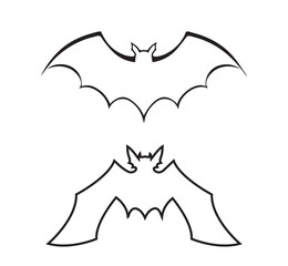 Halloween bat. Vector illustration in outline style on white background.