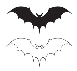 Bat icon. Vector illustration of a bat on a white background.