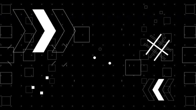 デジタルシェイプモーション 白黒のグリッチノイズDigital shape motion Black and white glitch noise CG motion graphics