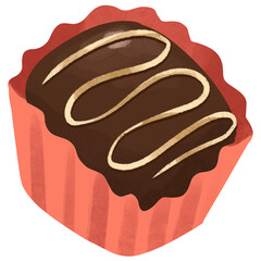 Valentine chocolate fudge dessert, sweet illustration