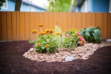 flowerbed using mulch to control soil erosion