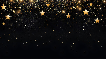 black glitter background with stars festive glowing blurred texture