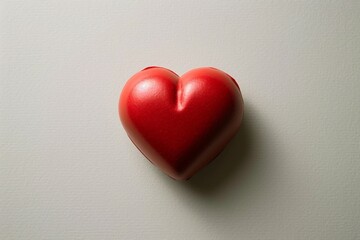 a red heart on a white surface