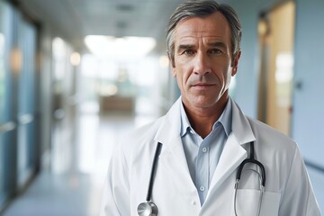 a doctor with a stethoscope around his neck - obrazy, fototapety, plakaty