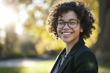 a woman smiling at camera