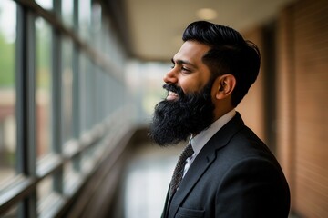 a man with a beard smiling