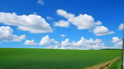 Fototapeta premium green field and blue sky