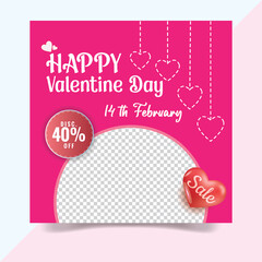 Valentine's day social media post, Valentine's Day banner template, love heart paper art greeting card , suitable for website or social media post and marketing material in eps10.